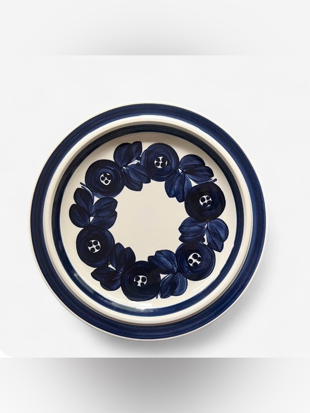 Vintage Arabia Finland Anemone Blue Ulla Procope 13 1/4" Round Serving Platter
